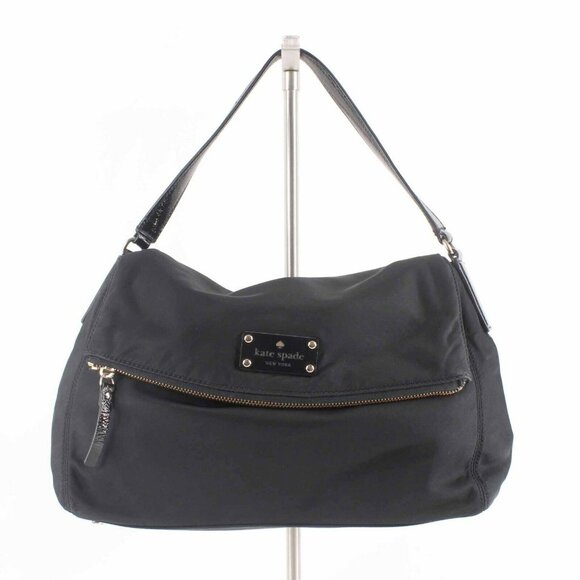Kate Spade 14 X 9 X 4 Black Gold Inner Pockets Nylon Polyester Shoulder Purse - Picture 1 of 7